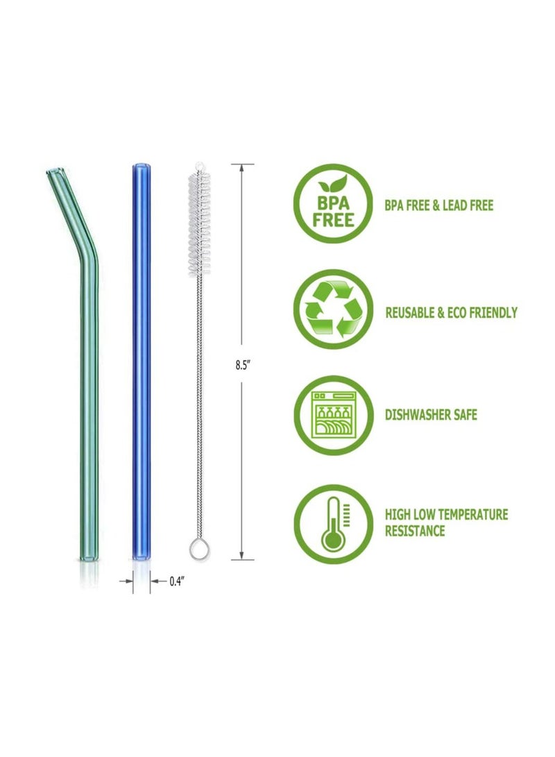 Reusable Glass Straw, 12 Pack Glass Straws Shatter Resistant, 8.5