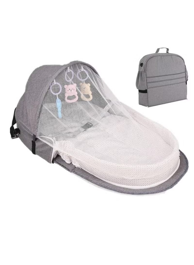 Foldable Infant Crib,With Cartoon Toys, Detachable Cotton Cover,Suitable for travel and home use