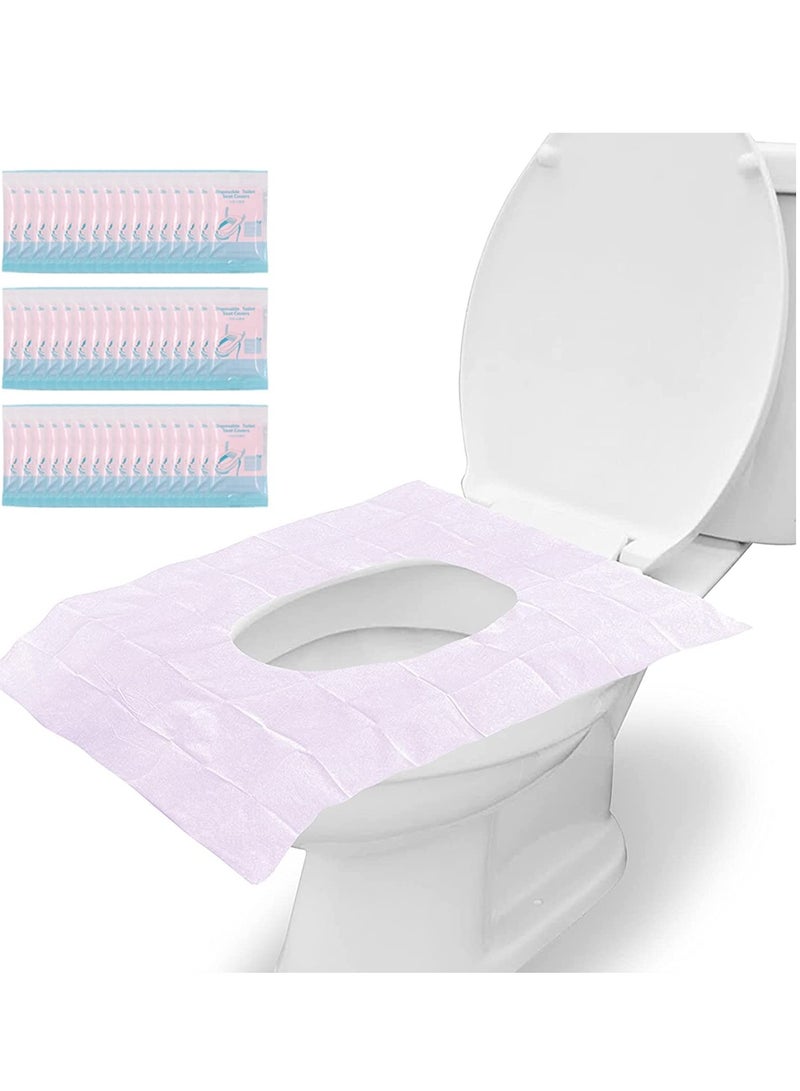 Toilet Seat Covers Disposable 30 Pack, Waterproof Extra Large Toilet Seat Covers for Adults Kids Potty Training Travel Public Restrooms, Airplane, Camping (Pink, 24