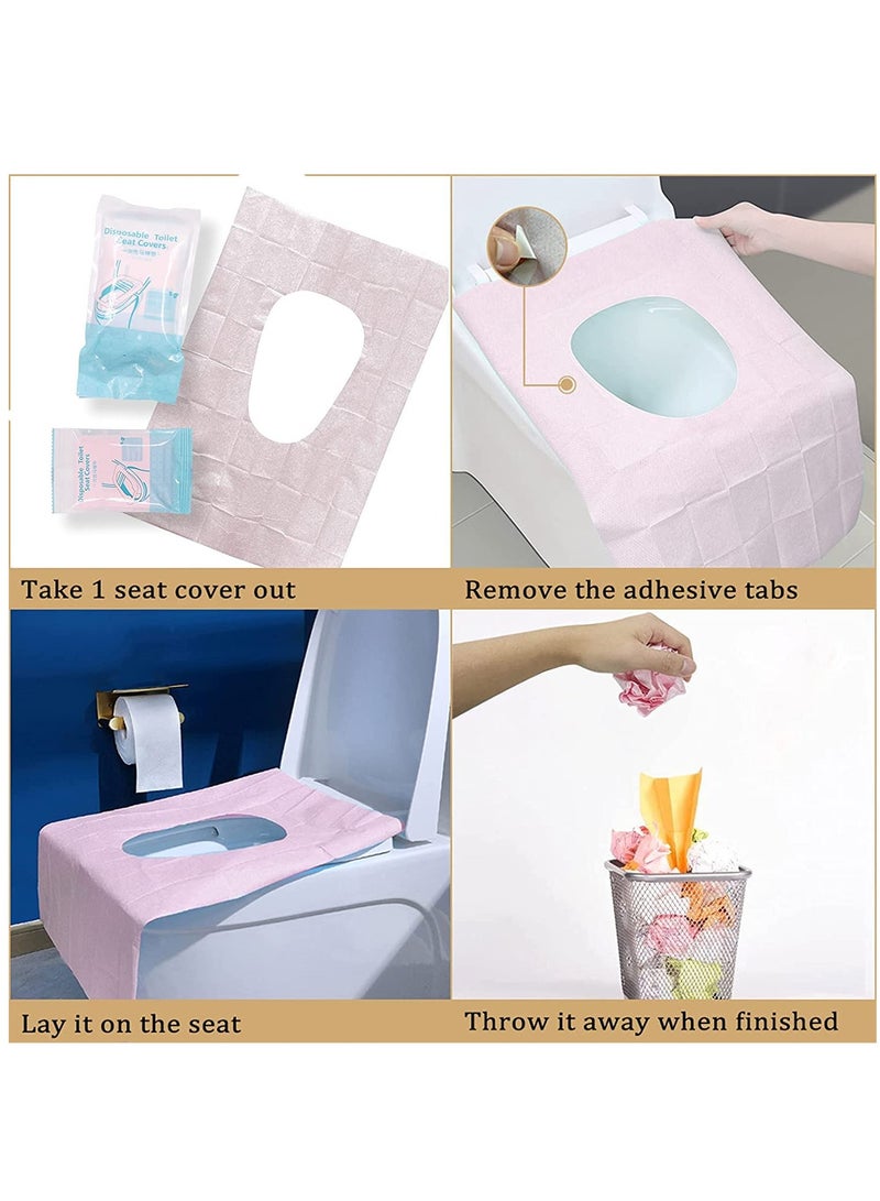 Toilet Seat Covers Disposable 30 Pack, Waterproof Extra Large Toilet Seat Covers for Adults Kids Potty Training Travel Public Restrooms, Airplane, Camping (Pink, 24