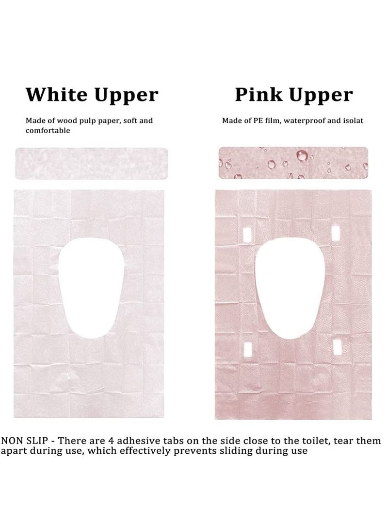 Toilet Seat Covers Disposable 30 Pack, Waterproof Extra Large Toilet Seat Covers for Adults Kids Potty Training Travel Public Restrooms, Airplane, Camping (Pink, 24