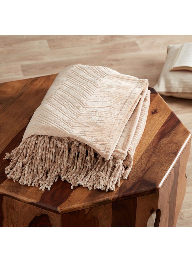 Lavish Embossed Throw Microfiber Beige 130 x 180cm