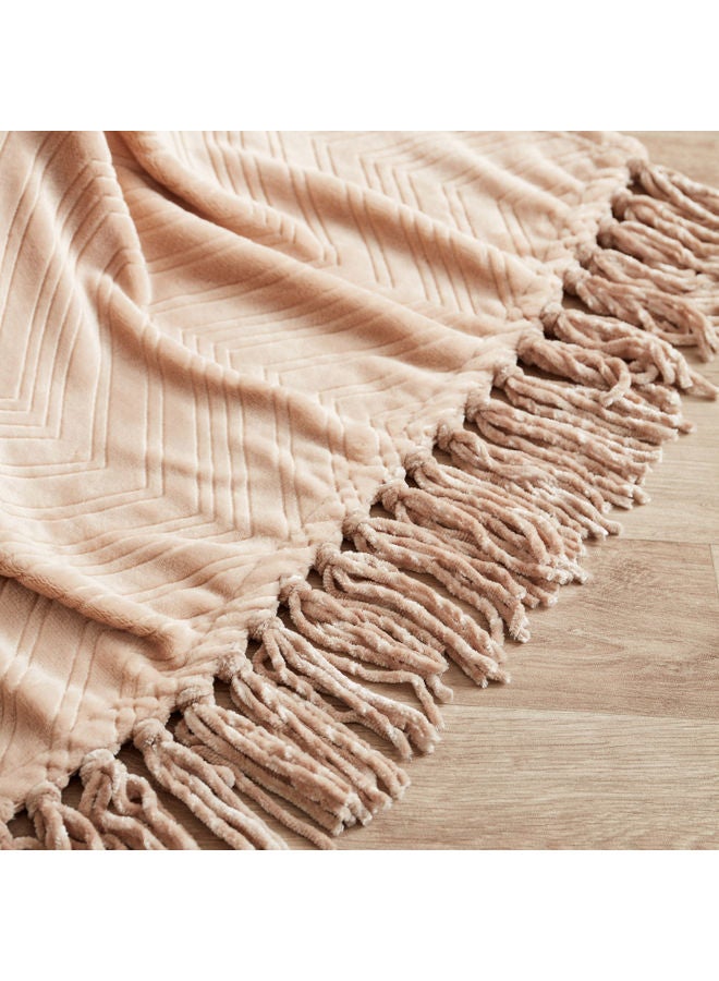 Lavish Embossed Throw Microfiber Beige 130 x 180cm