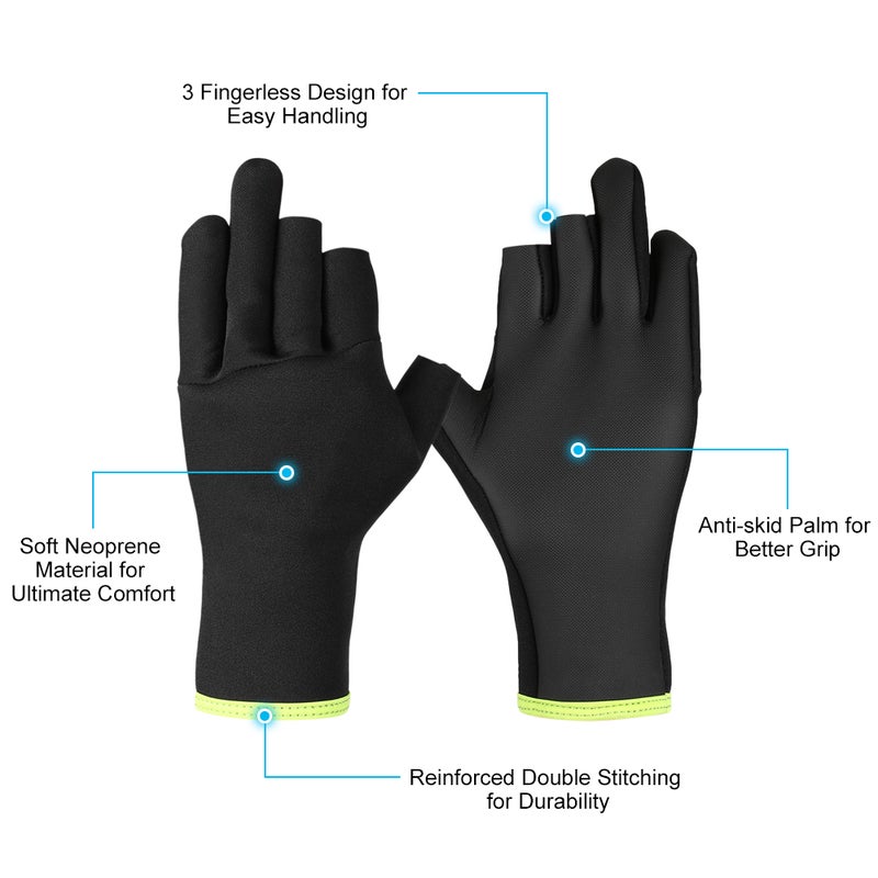 3-Fingerless Anti-Slip Water Resistant Outdoor Neoprene Fishing Gloves For Men 22cm