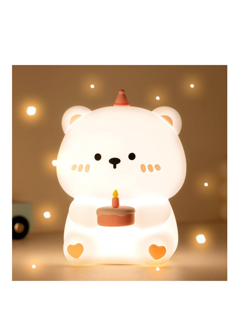 Cake Bear Night Lamp for Kids - Ambient Nursery Light with 30 Min Auto-Off, Ideal Birthday Gift for Toddlers & Babies