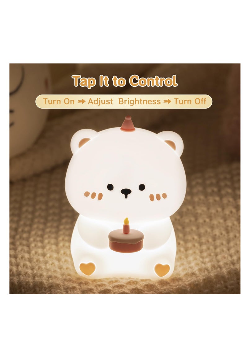 Cake Bear Night Lamp for Kids - Ambient Nursery Light with 30 Min Auto-Off, Ideal Birthday Gift for Toddlers & Babies