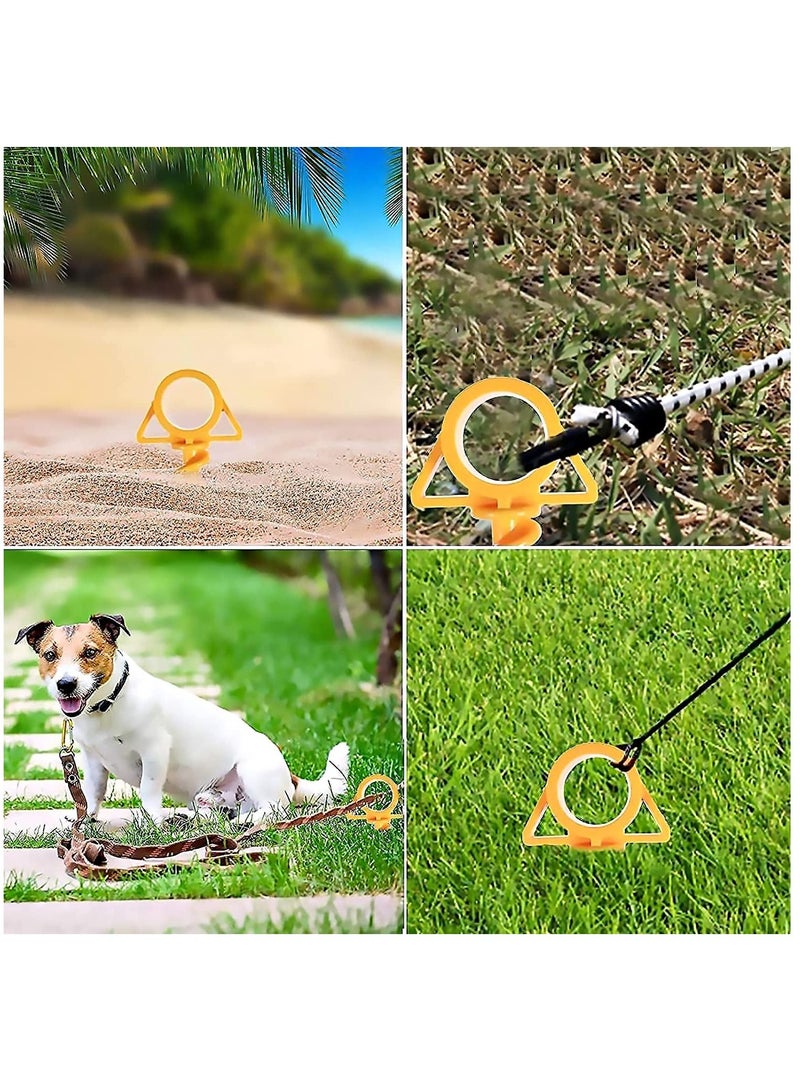 4 Pieces yellow Canopy Stakes Tent Pegs, Screw Spiral Tent Ground Anchor Stakes, Heavy Duty Screw Shape Ground Anchor Nail for Camping, Sandbeach, Rain Tarps, and Hiking.