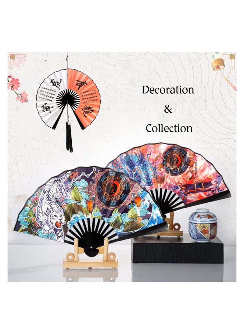 Zodiac Hand held Folding Fan - Foldable Chinese Japanese Style Fan for Men/ Women with Oriental Culture - for Outdoor, Music Festival, Club, Event, Party, Dance, Decoration, Performance, Gift(Tiger)