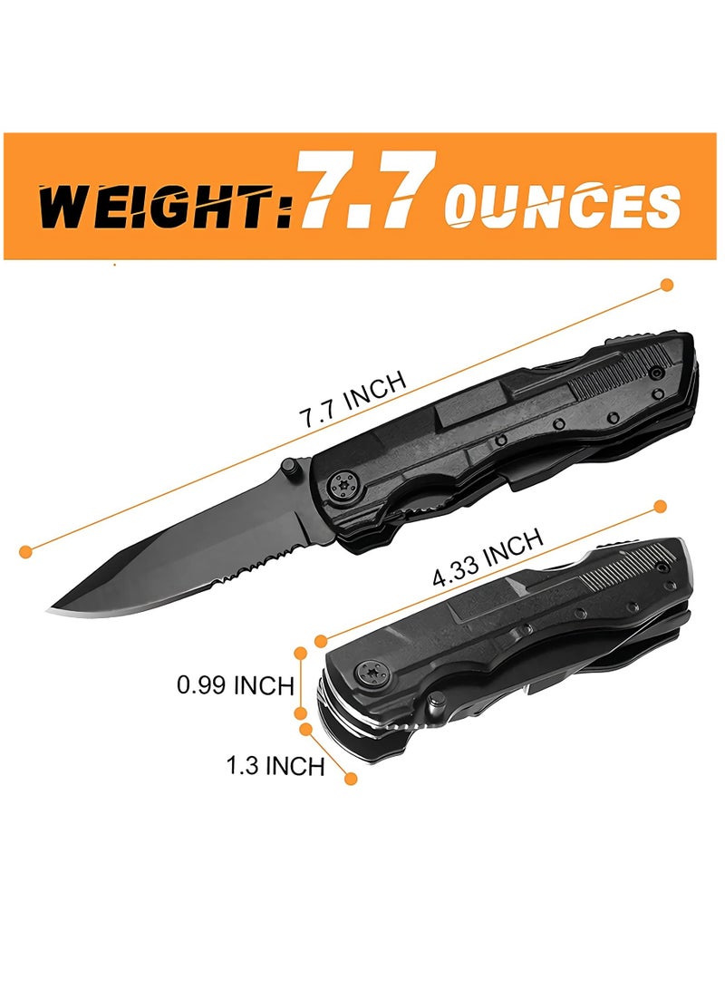 Multitool,5-in-1 Survival Tool with portable Multi-plier Durable Stainless Steel Multi-Tool Multi-Purpose Screwdriver Spring-Action Plier with Pouch & Bits for Survival, Outdoor & More