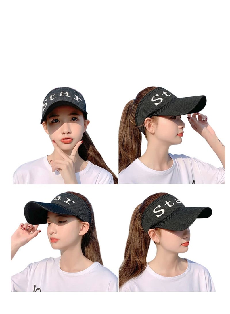 Women Sun Hat Visor with Neck Flap 360°UV Protection Cap Outdoor Sports Visor 2 in 1 Fishing Hat Topless Sunhats with Detachable Neck Shield for Summer Hiking Fishing Gardening Camping