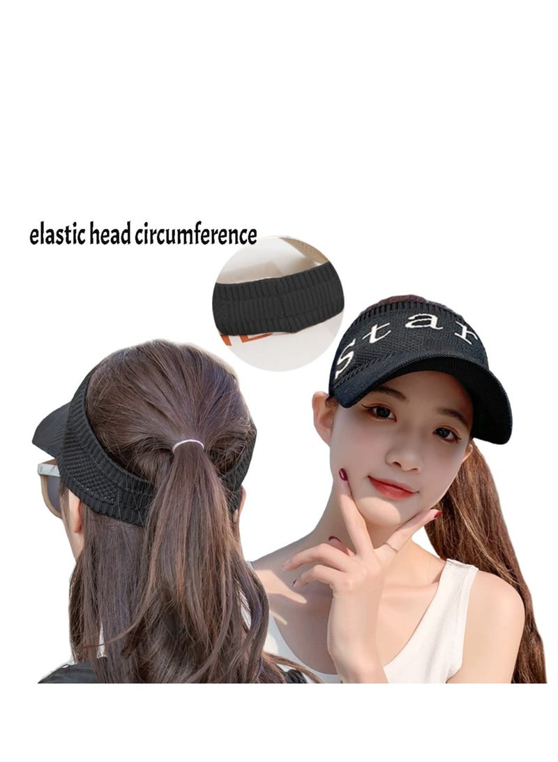 Women Sun Hat Visor with Neck Flap 360°UV Protection Cap Outdoor Sports Visor 2 in 1 Fishing Hat Topless Sunhats with Detachable Neck Shield for Summer Hiking Fishing Gardening Camping