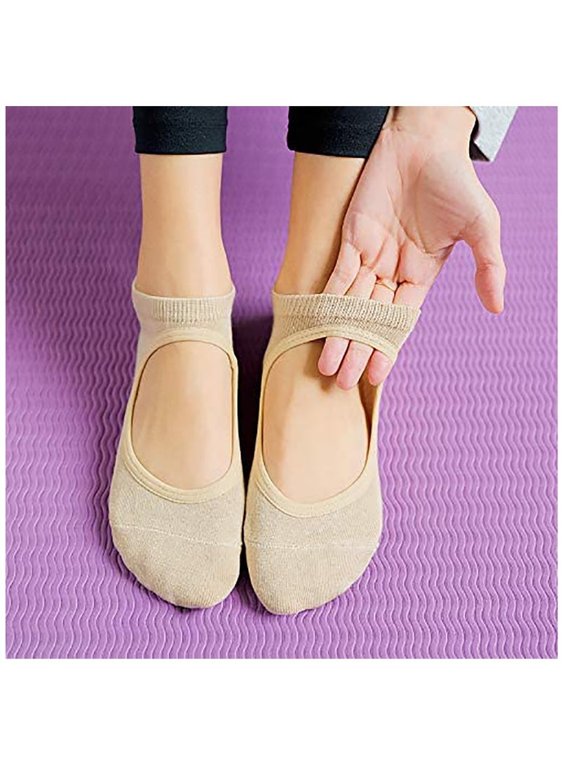 Ladies Anti-Slip Yoga Socks, Pilates Socks, Anti-Slip Grip Socks for Sports Dance Backless Professional Anti-Slip Pilates Fitness(6 Pairs)
