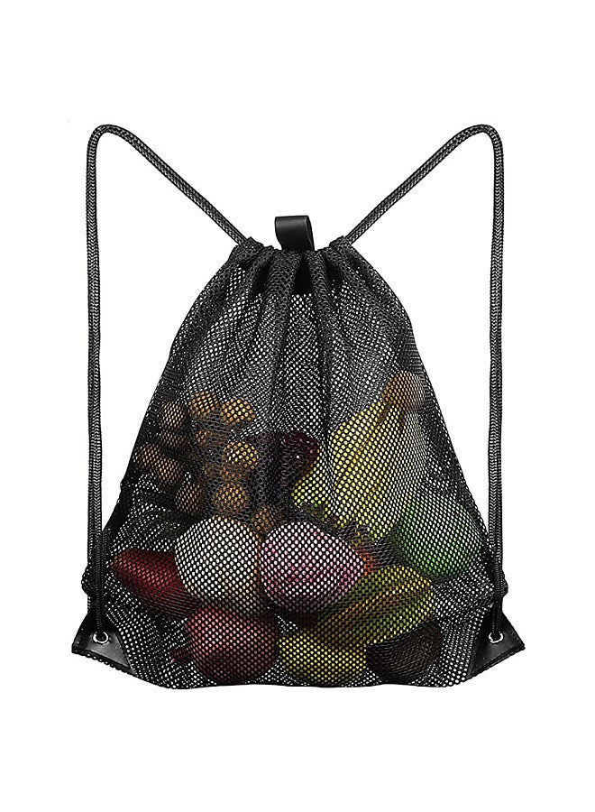 Mesh Bag Portable Drawstring Storage Backpack Heavy-Duty Sport Equipment Storage Bag for Beaching Swimming Gym Shopping