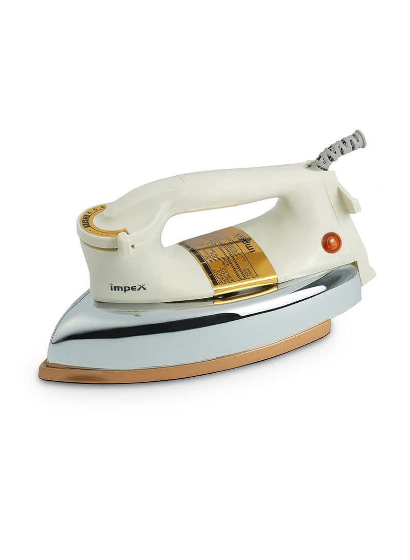 Heavy Duty Dry Iron, 1.5Kg, Ceramic Coated Sole Plate, Automatic Cut-off, Power Indicator, Stable Heel Rest, Adjustable Temperature Control Knob 1200 W IB 201 White