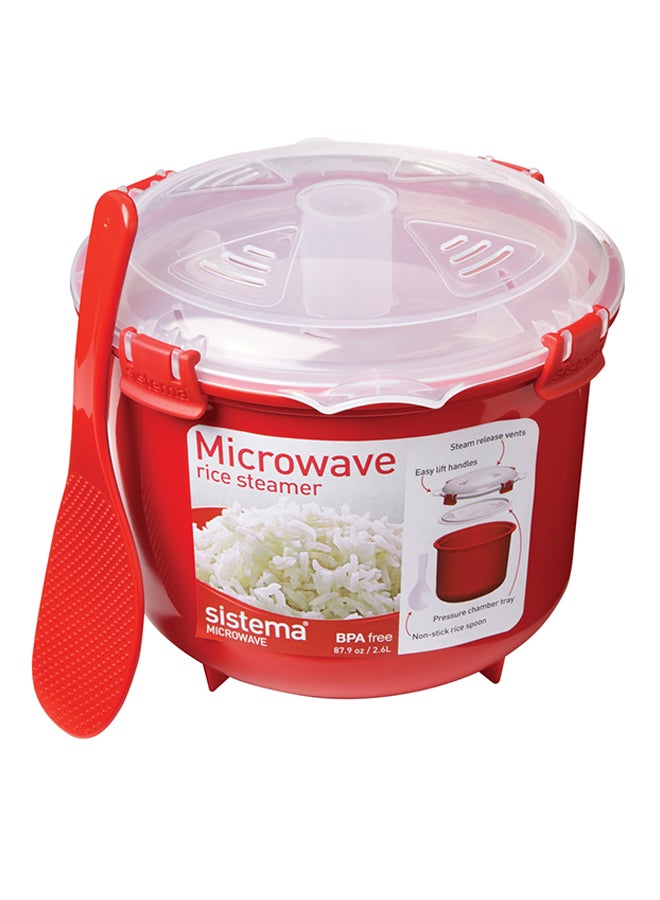 Electric Microwave Rice Steamer 2.6 L 340 W 170145 Red/Clear