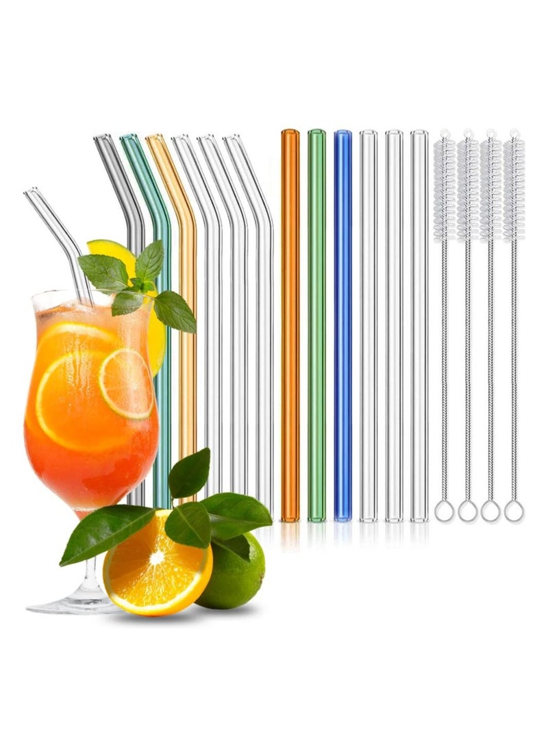 Reusable Glass Straw, 12 Pack Glass Straws Shatter Resistant, 8.5