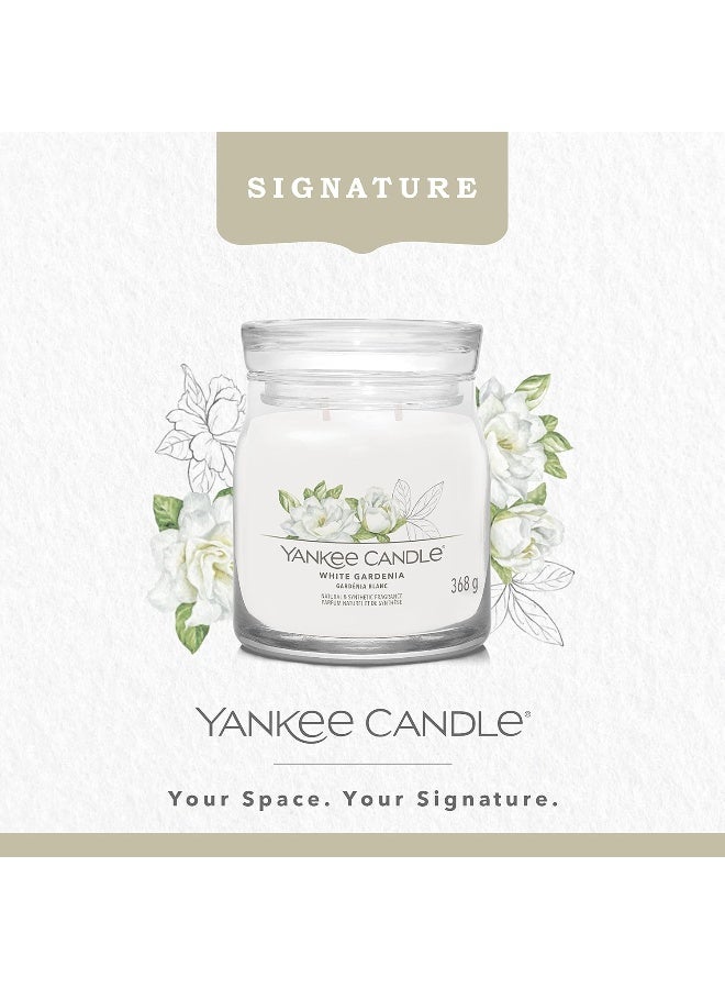 Signature Scented Candle | White Gardenia Medium Jar Candle with Double Wicks | Soy Wax Blend Long Burning Candle | Perfect Gifts for Women