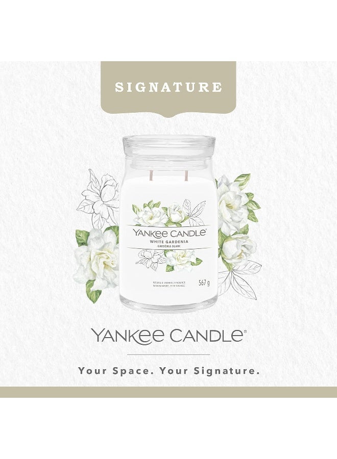 Candle Signature Scented Candle | White Gardenia Large Jar Candle with Double Wicks | Soy Wax Blend Long Burning Candle | Perfect Gifts for Women