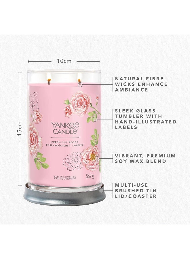 Candle Signature Scented Candle | Fresh Cut Roses Large Tumbler Candle with Double Wicks | Soy Wax Blend Long Burning Candle | Perfect Gifts for Women