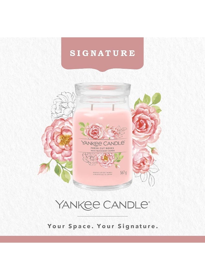 Signature Scented Candle | Fresh Cut Roses Large Jar Candle with Double Wicks | Soy Wax Blend Long Burning Candle | Perfect Gifts for Women