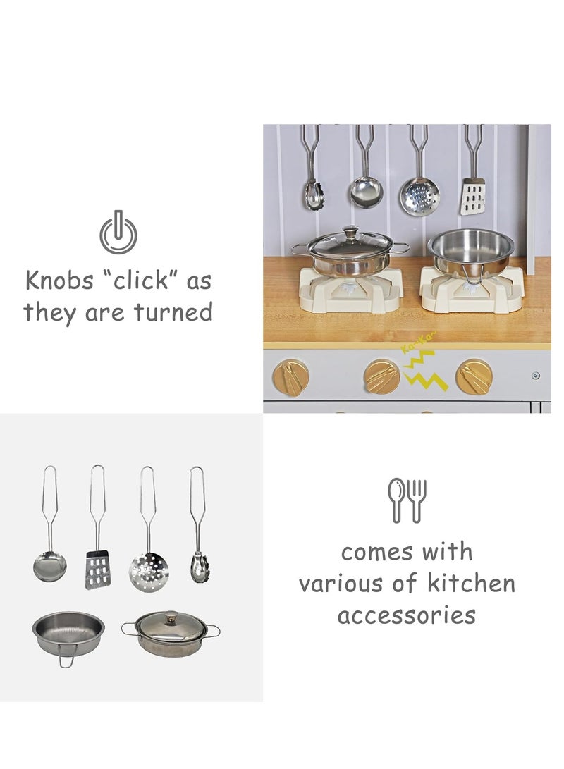 Kids Kitchen Playset,Children Play Kitchen for Toddler,Baby Toy Kitchen Set,Pretend Wooden Kitchen,Birthday Gifts with Play Sink Toy,Lights Sounds, Cooking Set for Kids