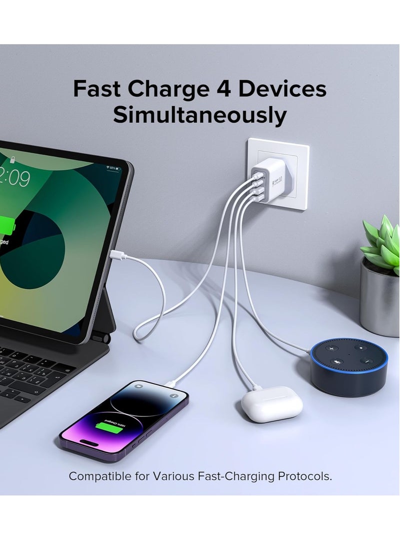 2 Pack USB C Fast Charger Plugs, Charger with 2 USB C and USB A, 40W Charger for iPhone 15 Pro Max/14/13/12/11/SE, USB C Wall Charger for Samsung Galaxy S23 Ultra/ S22 Ultra/ S21 Ultra /S21+ etc