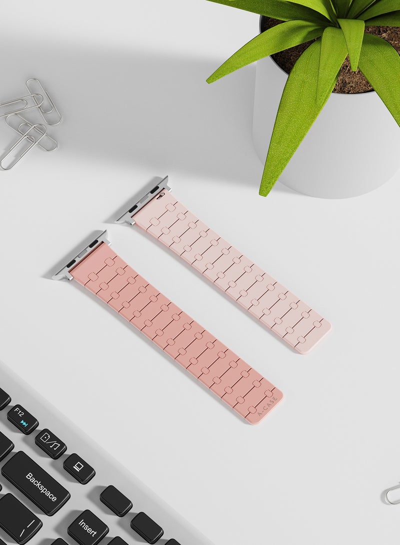 Soft Silicone Watch Band with Magnetic Buckle for Apple Watch Ultra Compatible with 49mm Sizes - Pink