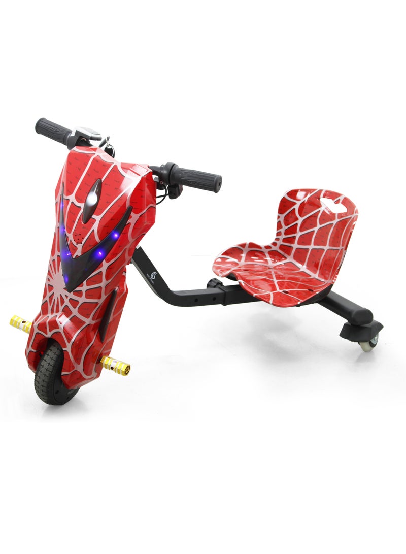 Spider Small Drifting Electric Scooter 350W 36V4.4AH 6 inch Tire Bluetooth Speaker Multicolor Headlights Safety Gears (Spider Small)