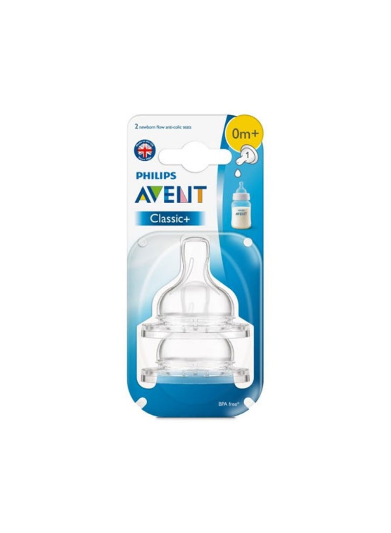Avent Classic+ Anti-Colic Newborn Flow Teats 0m+ (SCF 631/27) – Pack of 2