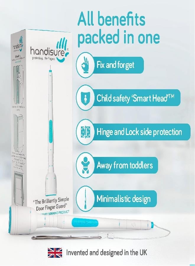 Handisure 3in1 Pack Child Door Safety Door Pinch Guard. Automatic, Hinge & Lock Side Safety, Reliable, Multiple Awards & Unique, Baby Door Stopper. Easy to Install, Finger Guard for Door