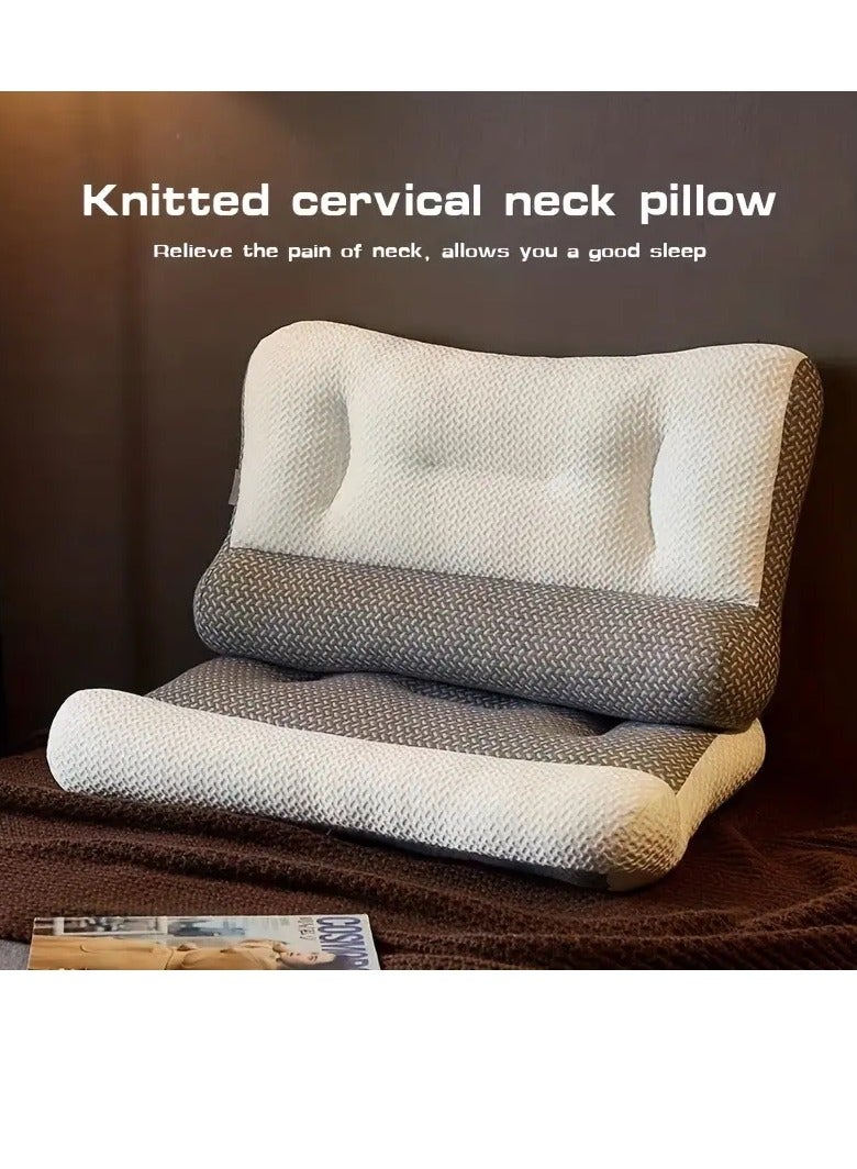 Ergonomic Design Reverse Traction Pillow, Knitted Fabric, Skin-friendly And Breathable Neck Pillow, Improve Sleep, Protect Cervical Vertebra, Suitable For Bedroom, Living Room, Hotel