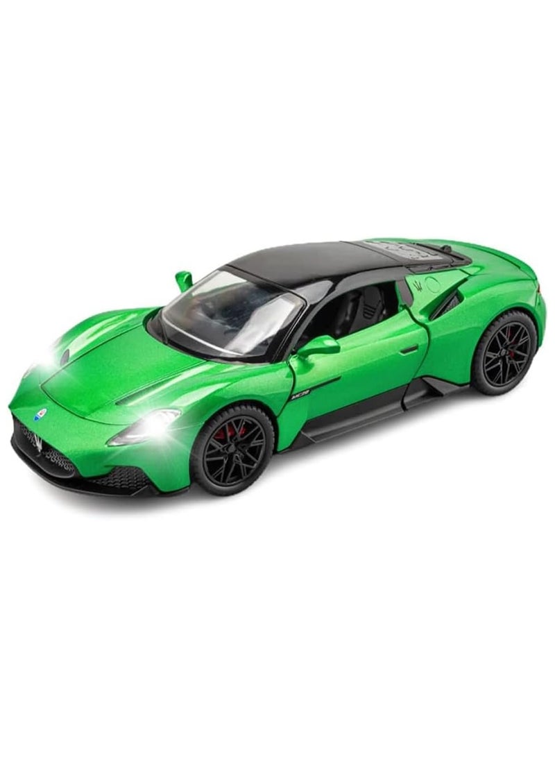 1:24 Maserati MC20 Model Car Toy Diecast Toy Car, Zinc Alloy Pull Back Toy Car with Sound and Light, Suitable for Children Boys Girls Gift, Birthday Gift, Collectibles. (Green)