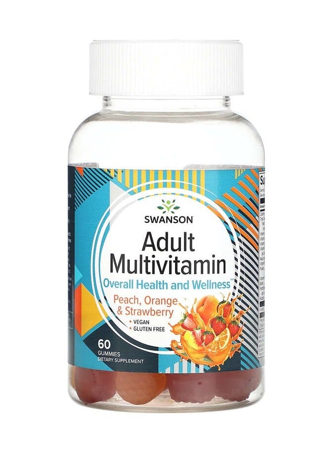 dult Multivitamin, Peach, Orange & Strawberry, 60 Gummies