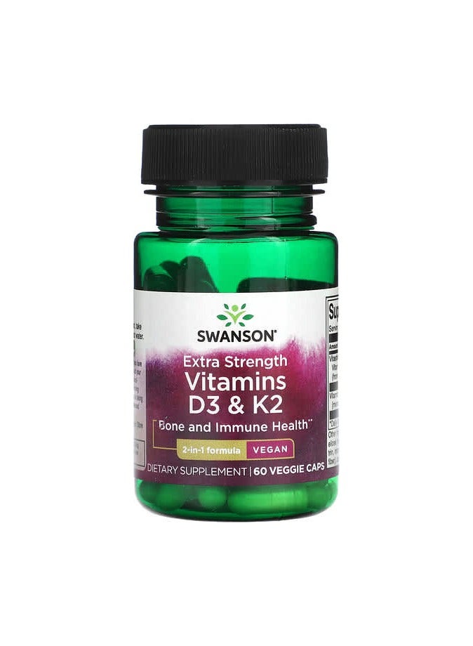 Vitamins D3 & K2, Extra Strength, 60 Veggie Caps