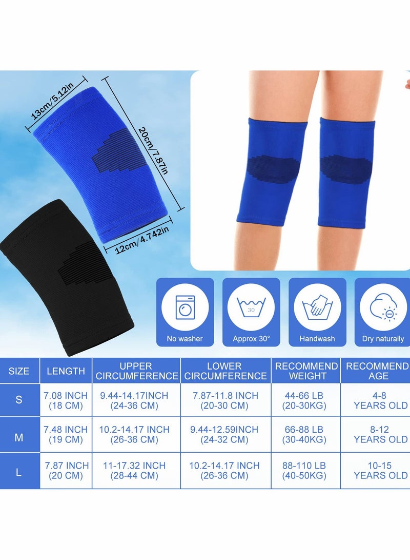 Kids Knee Sleeve Kids Knee Brace Children Knee Support Kids Knee Compression Sleeve Child Knee Pads for Basketball, Volleyball, Sports, Blue and Black (Small) 2 Pairs