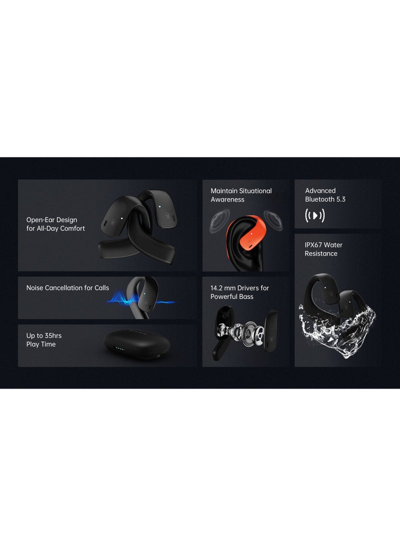 Black Shark Earphone T20 Earphone With Open Ear Wireless Earbuds Design, 35 Hours Long Battery Life, Strong 5.3 Bluetooth Connectivity, IPX67 Water Resistance and Comfortable and Lightweight Global Version 2024 White