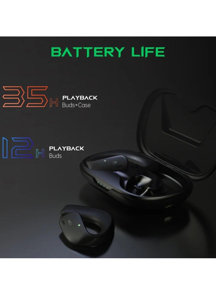 Black Shark Earphone T20 Earphone With Open Ear Wireless Earbuds Design, 35 Hours Long Battery Life, Strong 5.3 Bluetooth Connectivity, IPX67 Water Resistance and Comfortable and Lightweight Global Version 2024 White