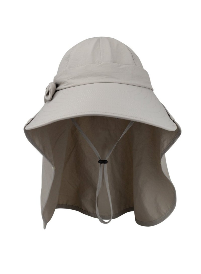 Detachable Sun Visor Hat with Neck Flap, UPF 50+ UV Protective Foldable Sun Hat for Hiking Fishing, Wide Brim Sun Hat for Women Men, Face Mask Hat, Grey