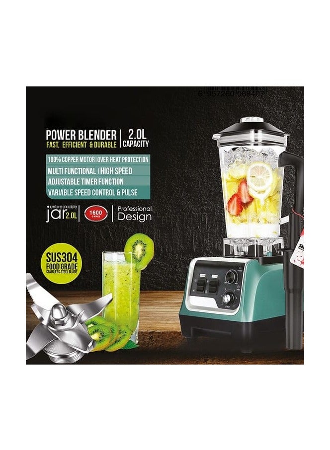 Multifunctional Power Blender 2L  High-Speed Professional Blender for Smoothies, Ice Crushing, and Food Processing - BPA-Free, Variable Speed Control, Heavy-Duty Kitchen Blender 1600W