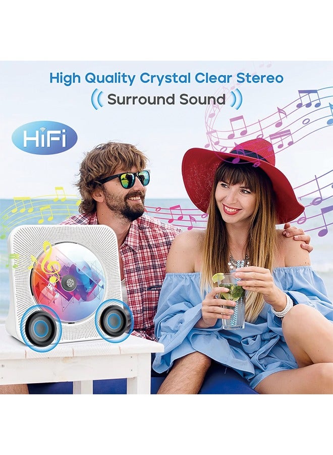 Desktop CD player with speakers,  CD players for home, Bluetooth CD player with Hi-Fi Stereo Sound,Remote Control,Supports CD/Bluetooth/FM Radio/U Disk/AUX/Timer/Repeat,Blue