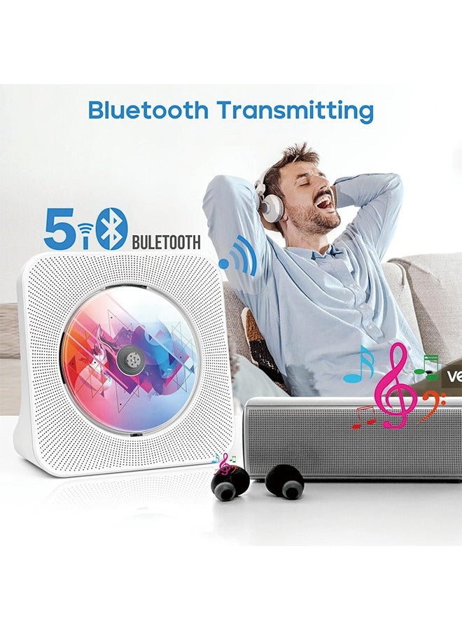 Desktop CD player with speakers,  CD players for home, Bluetooth CD player with Hi-Fi Stereo Sound,Remote Control,Supports CD/Bluetooth/FM Radio/U Disk/AUX/Timer/Repeat,Blue