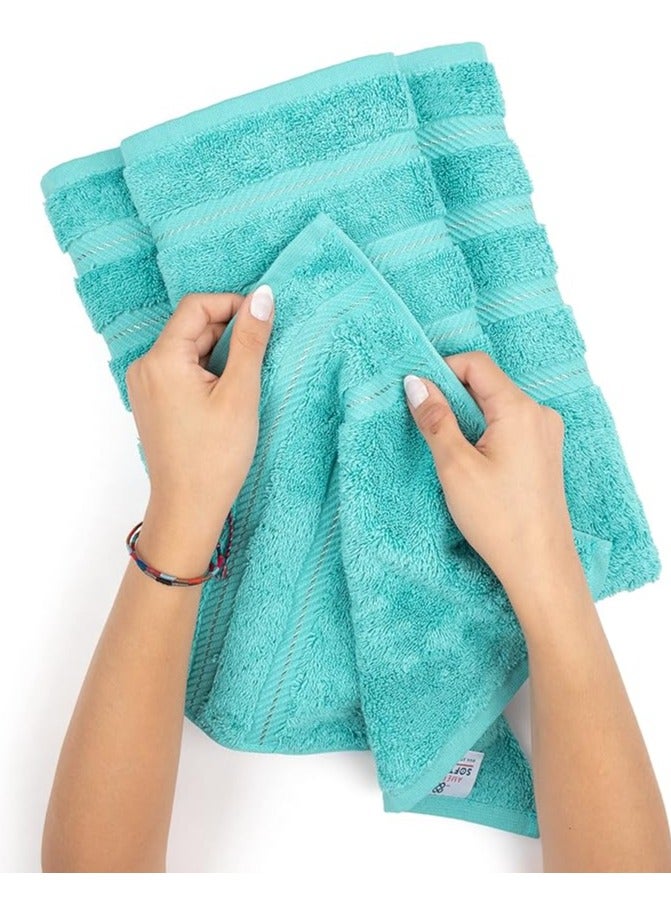 Towel Set Luxury Hotel Quality 600 GSM Genuine Combed Cotton, Super Soft & Absorbent Family Bath Towels 6 Piece Set -  2 Bath Towels, 2 Hand Towels, 2 Washcloths - Turquoise Blue