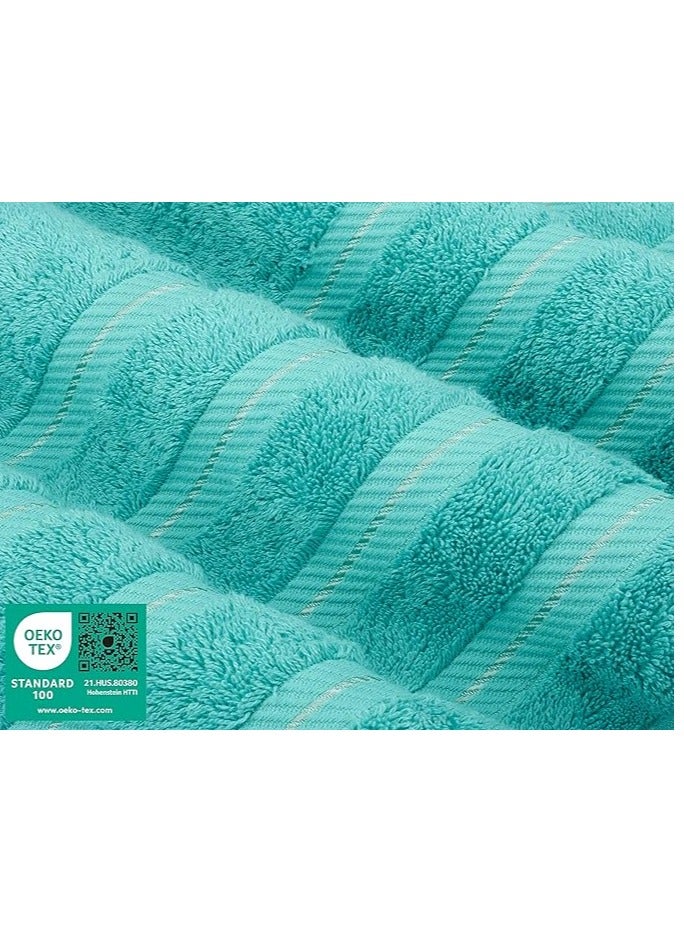 Towel Set Luxury Hotel Quality 600 GSM Genuine Combed Cotton, Super Soft & Absorbent Family Bath Towels 6 Piece Set -  2 Bath Towels, 2 Hand Towels, 2 Washcloths - Turquoise Blue