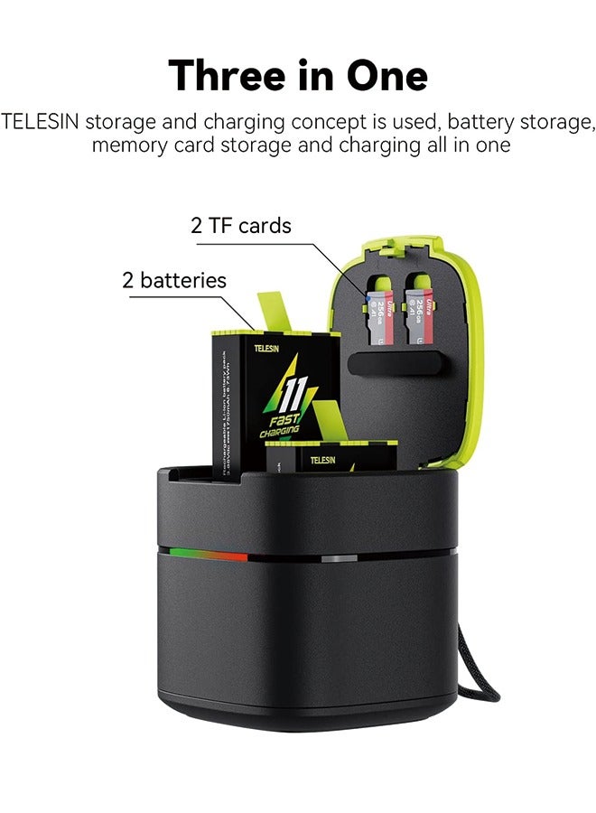 TELESIN Battery Charger for GoPro, Super Fast Enduro Battery Charger - 30mins Full, Compatible for GoPro Hero 11/10/9 Battery