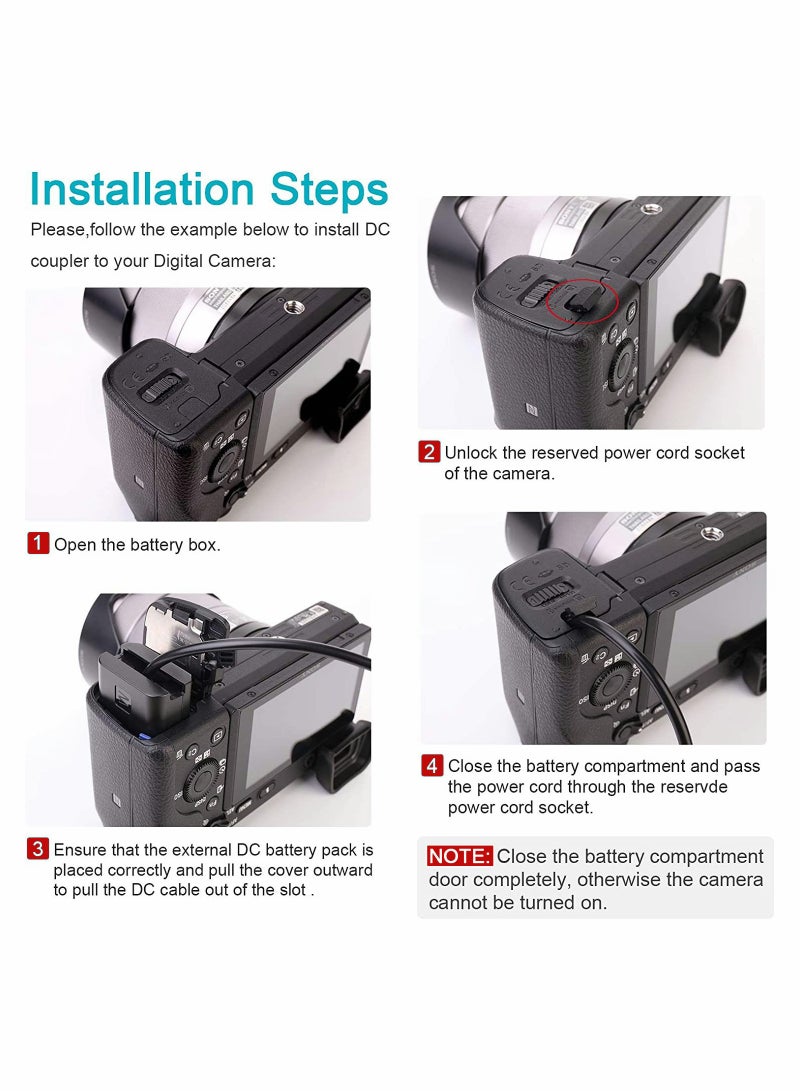 DC Coupler Replacement for NP-FW50 Dummy Battery Power Adapter with USB Cable A7 A7R A7S A7SII A6500 A6300 A6100 A6000 NEX5 DSC-RX10 II III IV