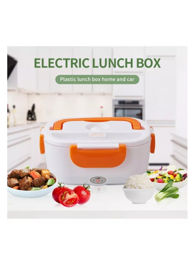 Electric Heating Lunch Box 2 Layers Portable Bento Box Food Container With Spoon Mini Rice Cooker 12v 40w For Home Office