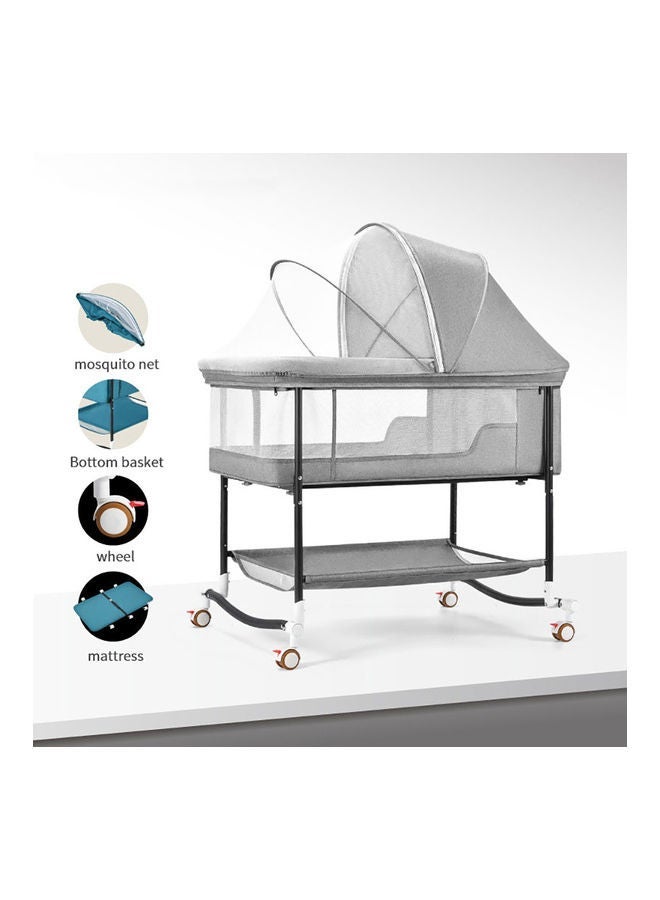 Grey Portable Child Sleeping Basket Bed European Style Folding Crib 9 12 Months