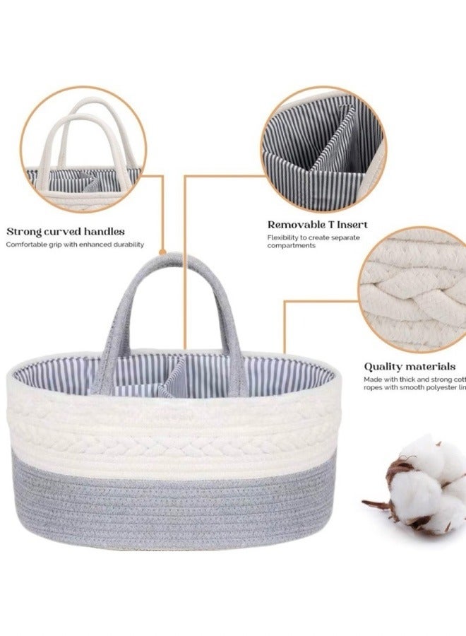 Cotton Rope Diaper Caddy - Grey