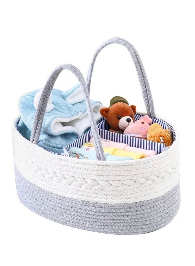 Cotton Rope Diaper Caddy - Grey