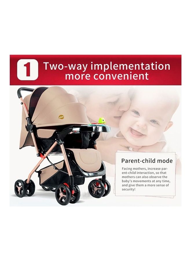 Baby Stroller Has Adjustable Handles With Two-Way Push